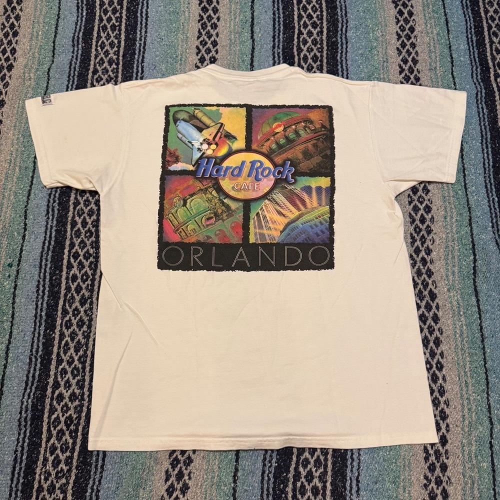 Vintage Hard Rock Cafe Orlando T Shirt Mens Large White Graphic Heavy Tee USA
